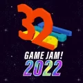 32bit Game Jam Logo with outer space background