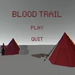 Blood Trail title screen with tents, your friend, and max the dog