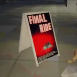 Coffin Mall Final Ride Sign
