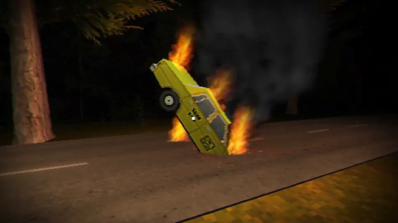 Dark Taxi burning taxing in the middle of the road