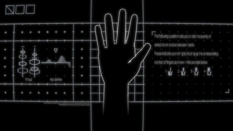 GRASPING hand being scanned by the machine