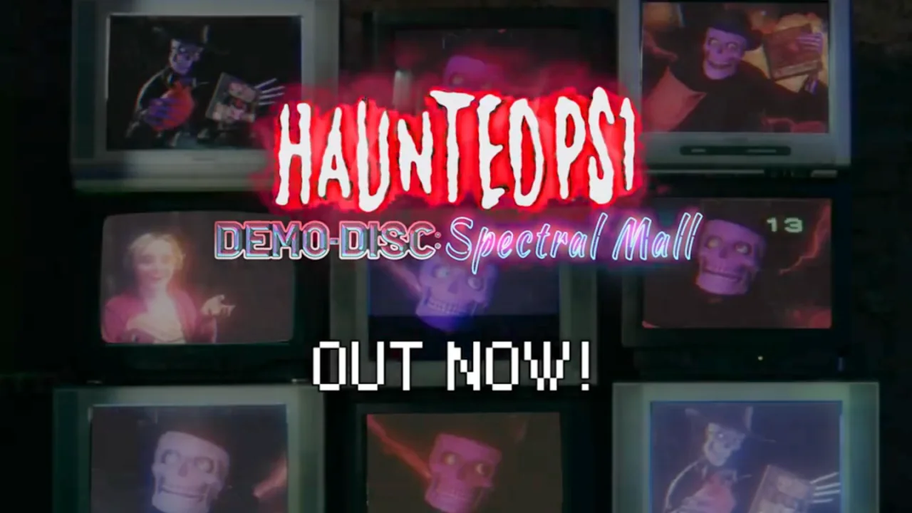 Haunted PS1 Demo Disc release title with TV's in the background