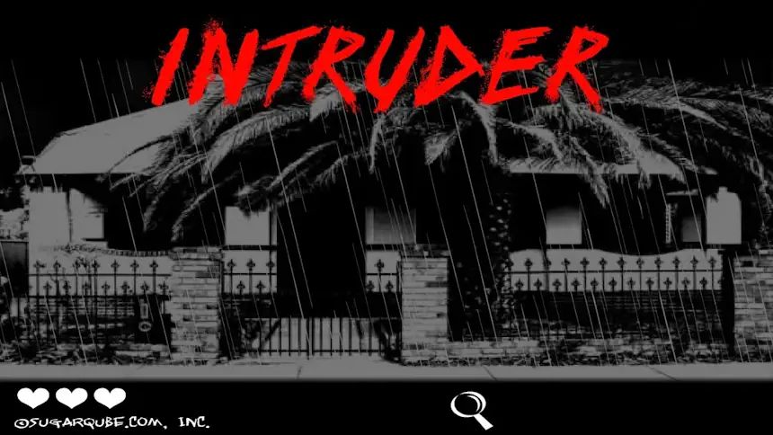 Intruder title screen and house view