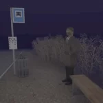 Suspicious man standing near the bus stop