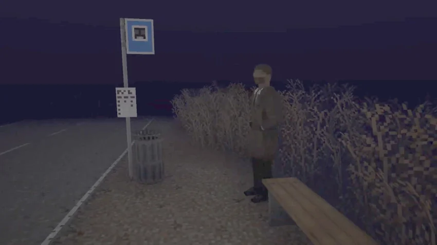 Suspicious man standing near the bus stop