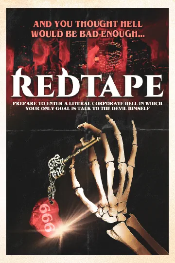 REDTAPE indie horror game promotional poster skull hand holding keys