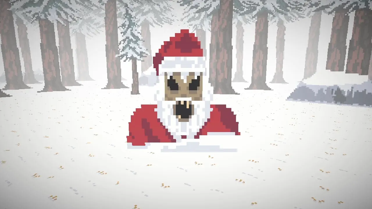 Terrifying Santa climbing out of the snow