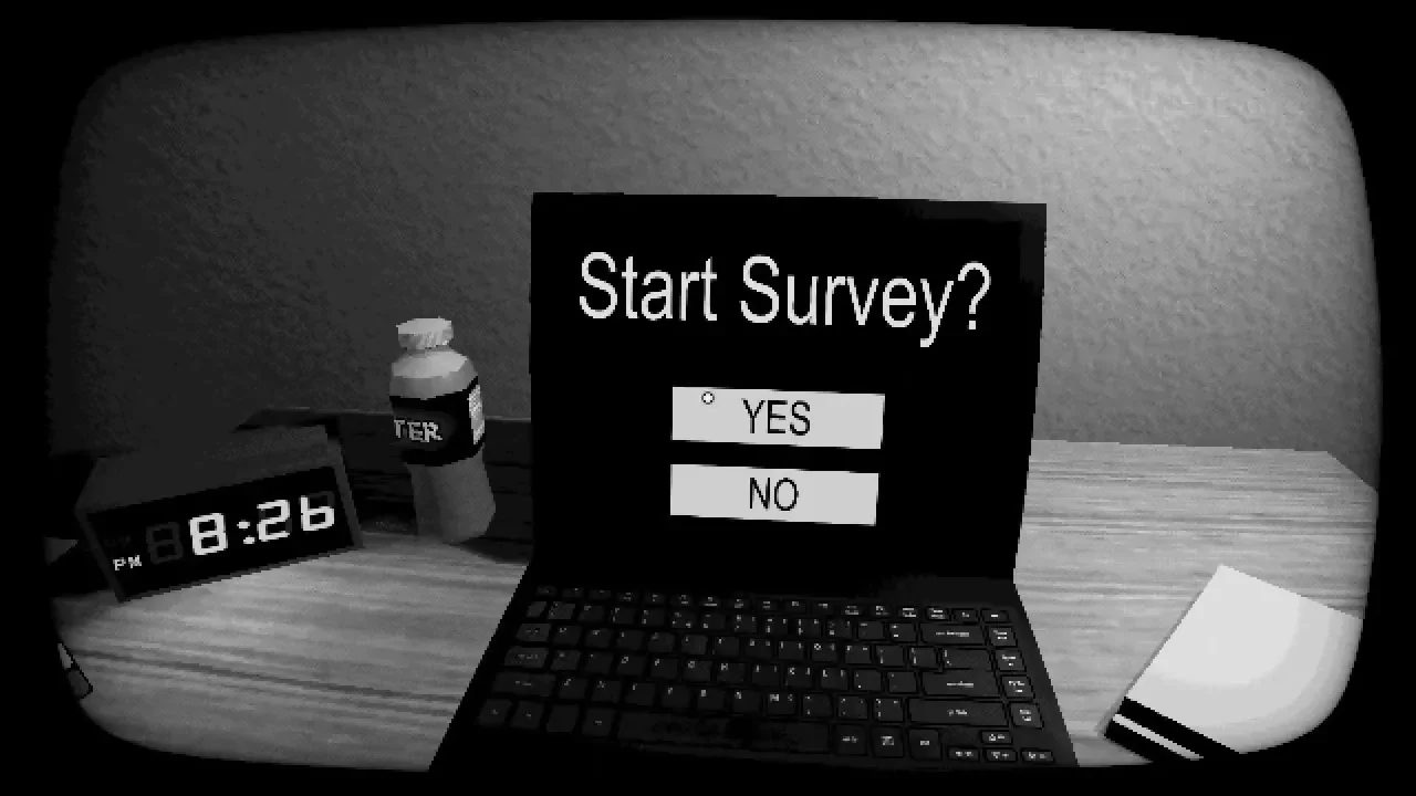Start Survey laptop on a desk