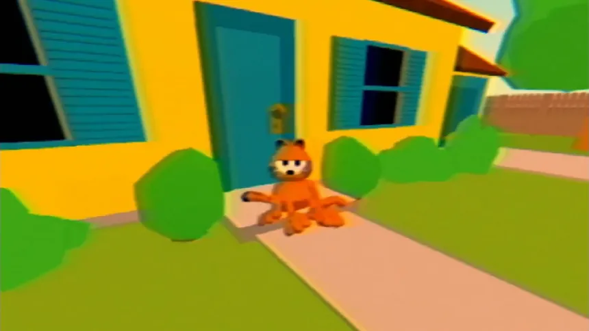 The Last Monday Garfield sitting outside of the house
