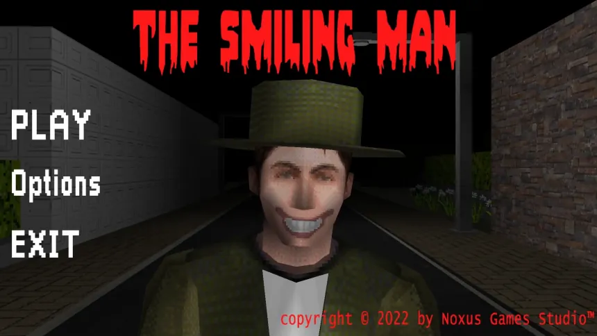 The Smiling Man title screen with the smiling menace
